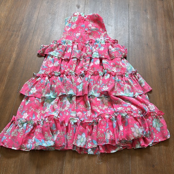 Size 8 Janie and Jack lined chiffon tiered floral sleeveless dress - Picture 8 of 10